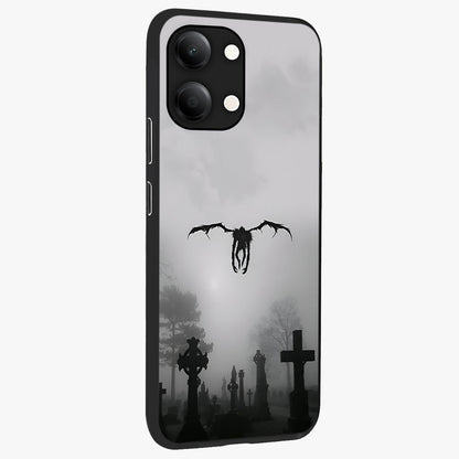Graveyard Shadow Descent Glass Case upright view showcasing haunting graveyard artwork with dramatic dark theme.