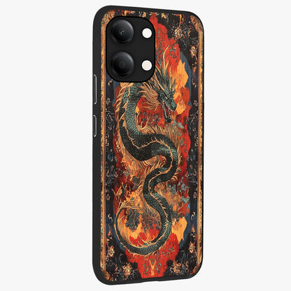 Inferno Dragon Soul Glass Case upright view showcasing intense dragon artwork with fantasy fire theme.