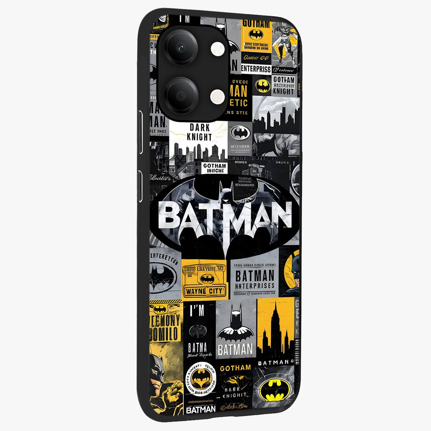 Knight Gotham Rise Glass Case upright view showcasing bold vigilante themed artwork with gothic city vibe.