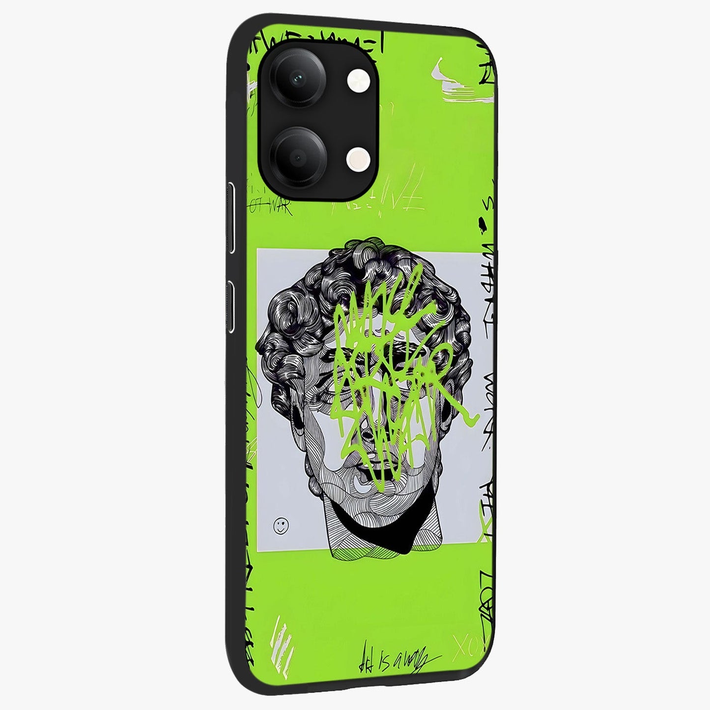 Neo Graffiti Rebellion Glass Case upright view showcasing colorful graffiti artwork with bold modern street style.