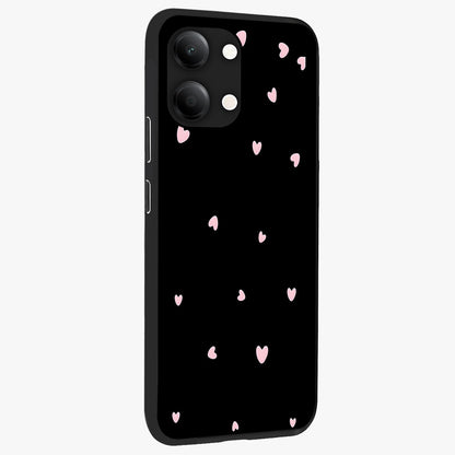 Pink Love Drops Glass Case upright view showcasing charming heart drop artwork with romantic playful theme.