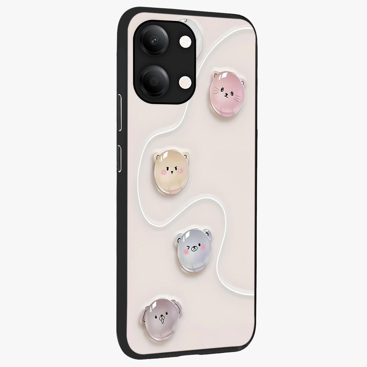Puffy Face Parade Glass Case upright view showcasing adorable character artwork with cheerful animated theme.