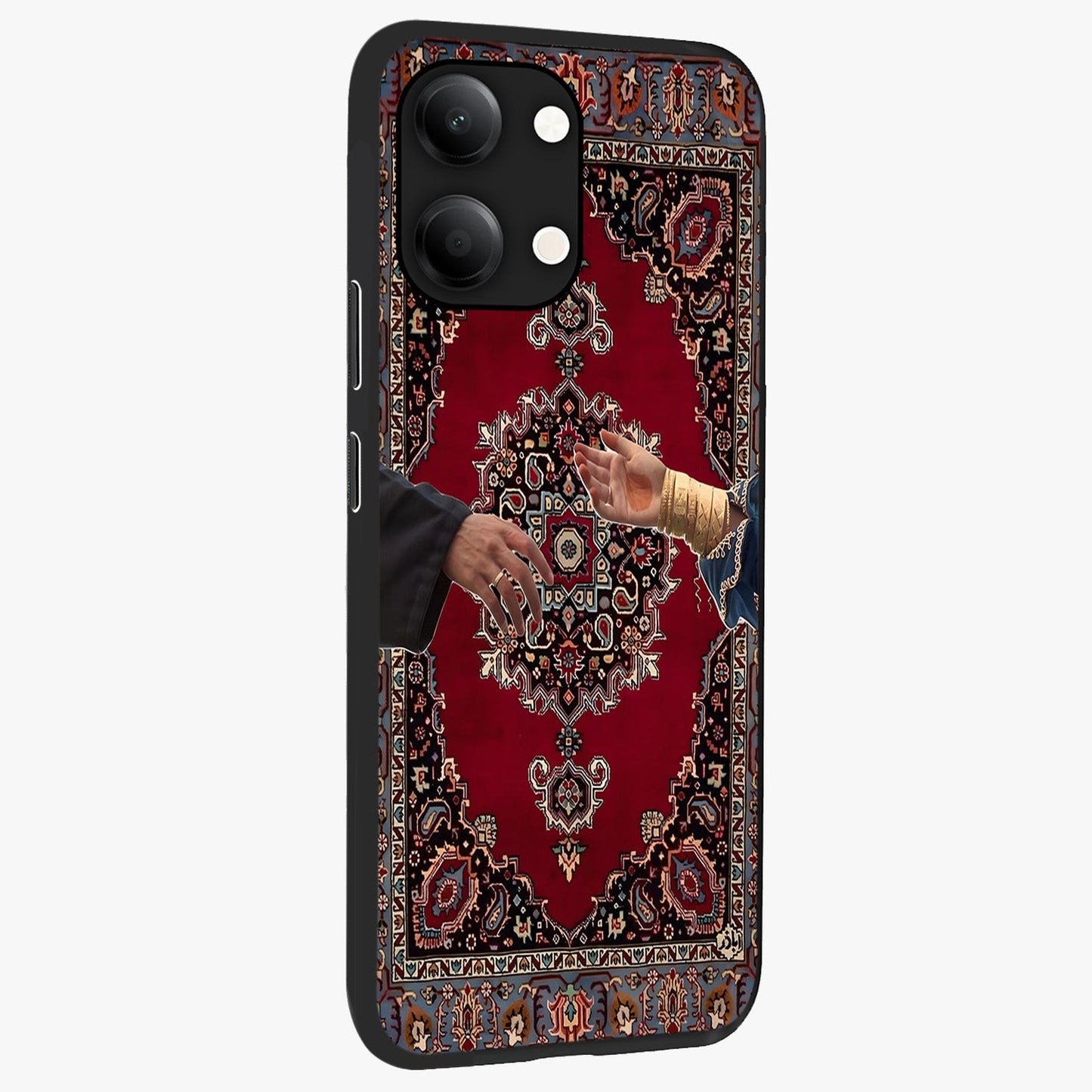 Royal Touch Reach Glass Case upright view showcasing stylish royal inspired artwork with graceful theme.