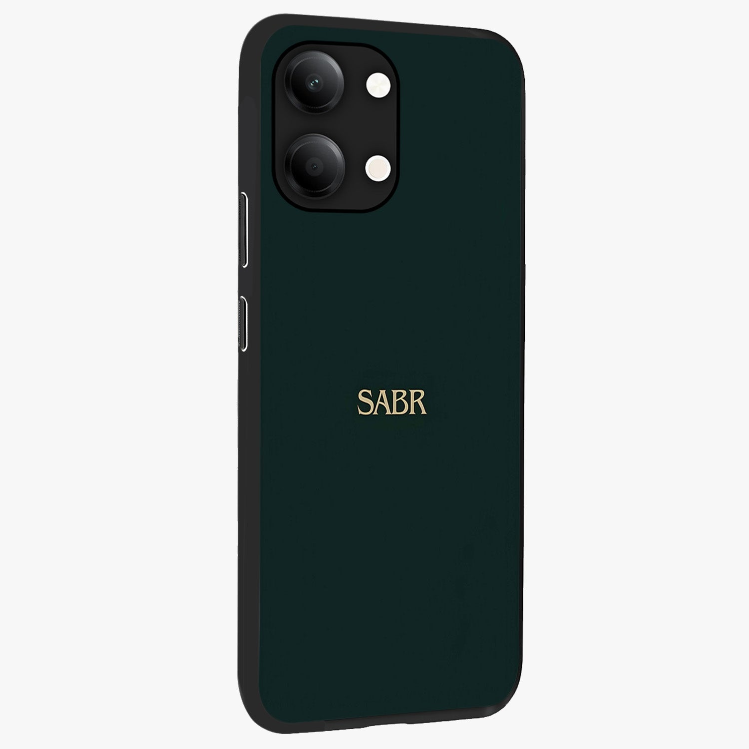 Sabr Minimal Patience Glass Case upright view showcasing calm minimalist artwork with motivational patience theme.