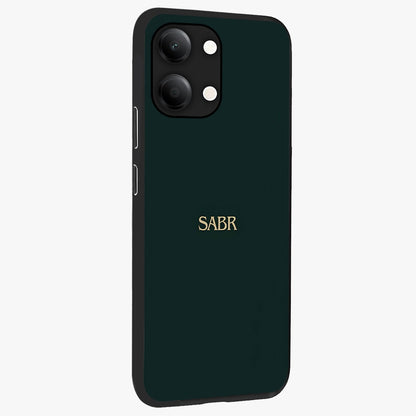 Sabr Minimal Patience Glass Case upright view showcasing calm minimalist artwork with motivational patience theme.