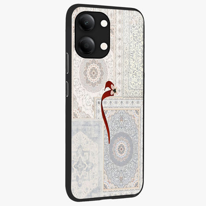White Aesthetic Bow Glass Case upright view showcasing delicate ribbon bow artwork with cute minimalist theme.