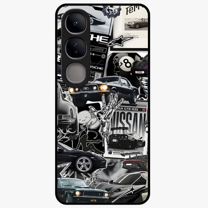 Aesthetic Dark Love Glass Case showing flat back view with dark romantic artwork and glossy glass finish.