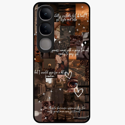Bittersweet Aesthetic Chaos Glass Case showing flat back view with artistic chaotic aesthetic design and glossy glass finish.