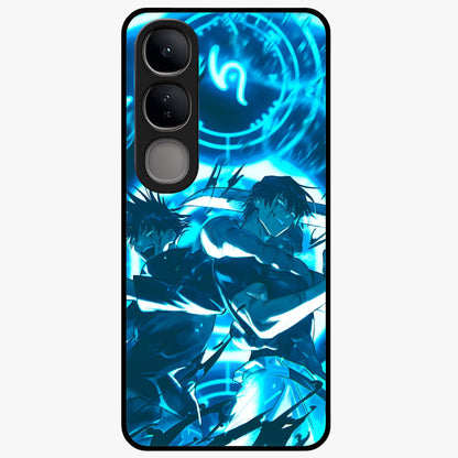 Cursed Energy Clash Glass Case showing flat back view with intense cursed energy artwork and glossy glass finish.