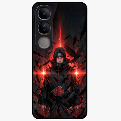 Focused Blade Discipline Glass Case showing flat back view with warrior sword themed artwork and glossy glass finish.