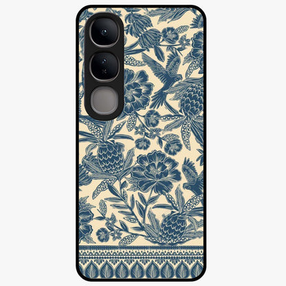 Heirloom Wild Bloom Glass Case showing flat back view with vintage inspired wild flower artwork and glossy glass finish.
