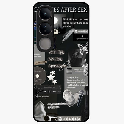 Midnight Love Echo Glass Case showing flat back view with romantic midnight themed artwork and glossy glass finish.