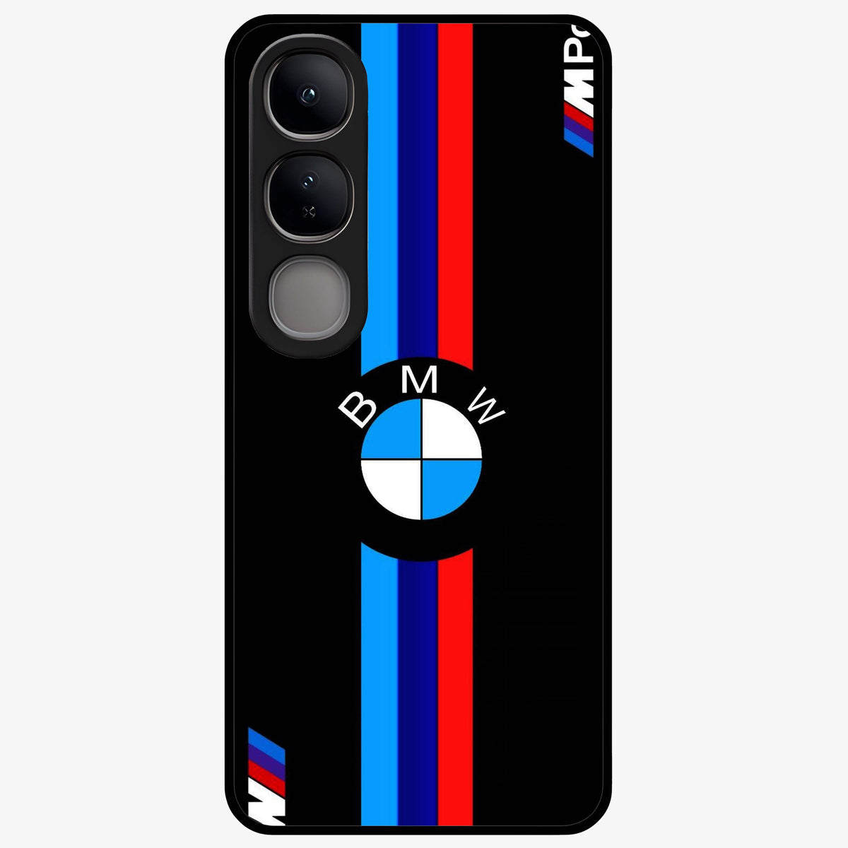 Turbo BMW Beast Glass Case showing flat back view with high performance sports car artwork and glossy glass finish.