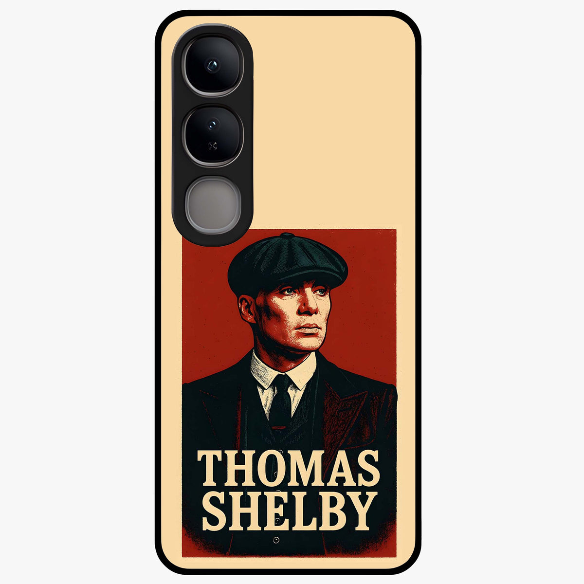 Vintage Mafia Authority Glass Case showing flat back view with bold vintage mafia inspired artwork and glossy glass finish.