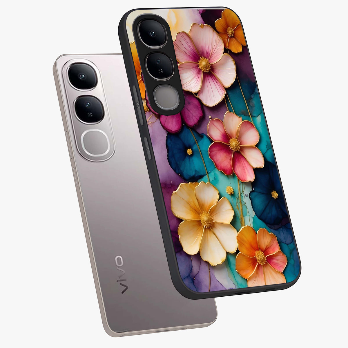 Artlyn Grace Flower Pattern Glass Case displayed in angled mockup highlighting delicate flower pattern design and smooth glass surface.