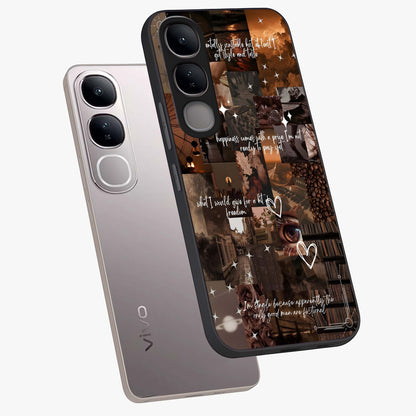 Bittersweet Aesthetic Chaos Glass Case displayed in angled mockup highlighting expressive abstract artwork and edgy aesthetic theme.