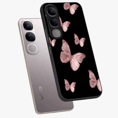 Butterfly Pattern Glass Case displayed in angled mockup highlighting delicate butterfly design and aesthetic pattern style.