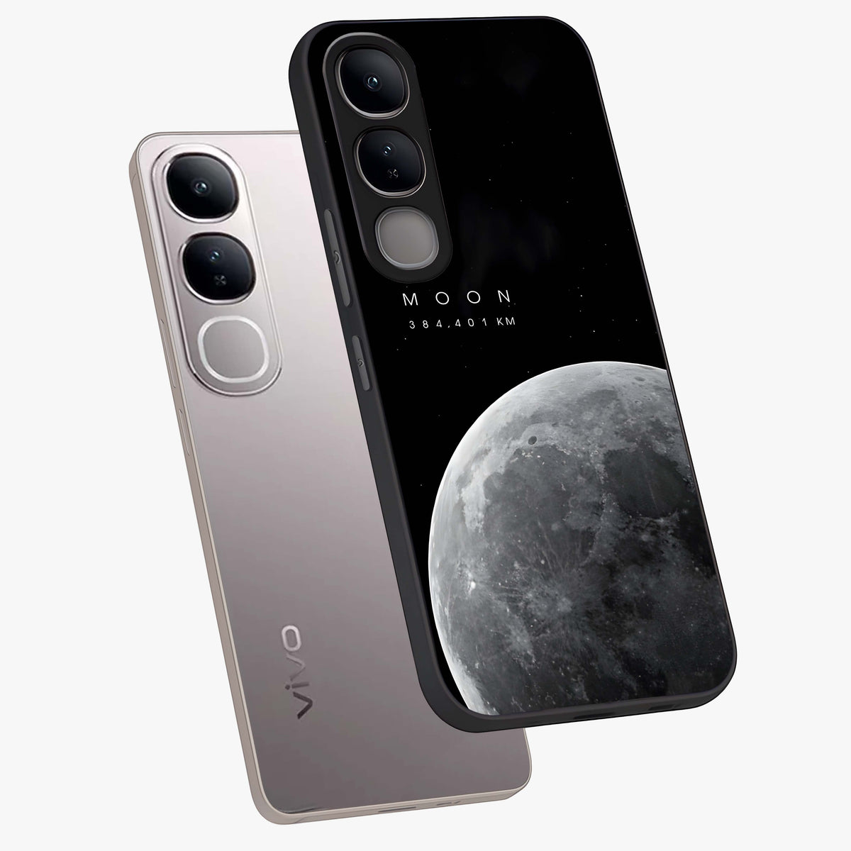Cosmic Moon Glow Glass Case displayed in angled mockup highlighting celestial moon design with cosmic aesthetic theme.