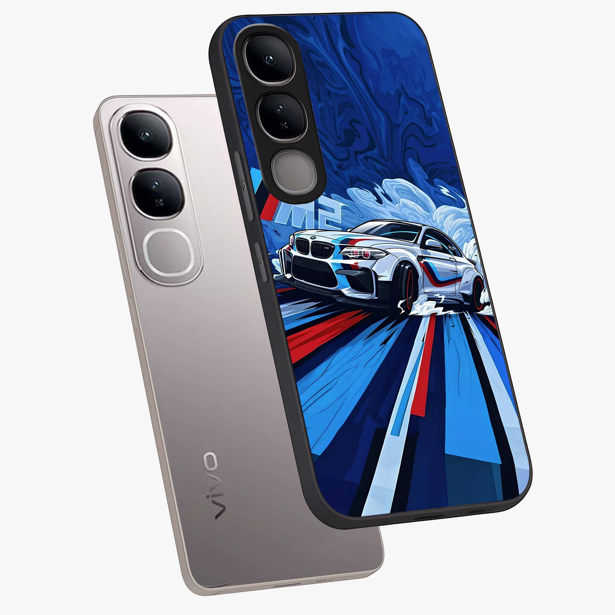 Drift Power Rush Glass Case displayed in angled mockup highlighting powerful drift car design with sporty aesthetic style.
