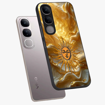 Eternal Golden Glow Glass Case displayed in angled mockup highlighting glowing golden aesthetic design with elegant style.