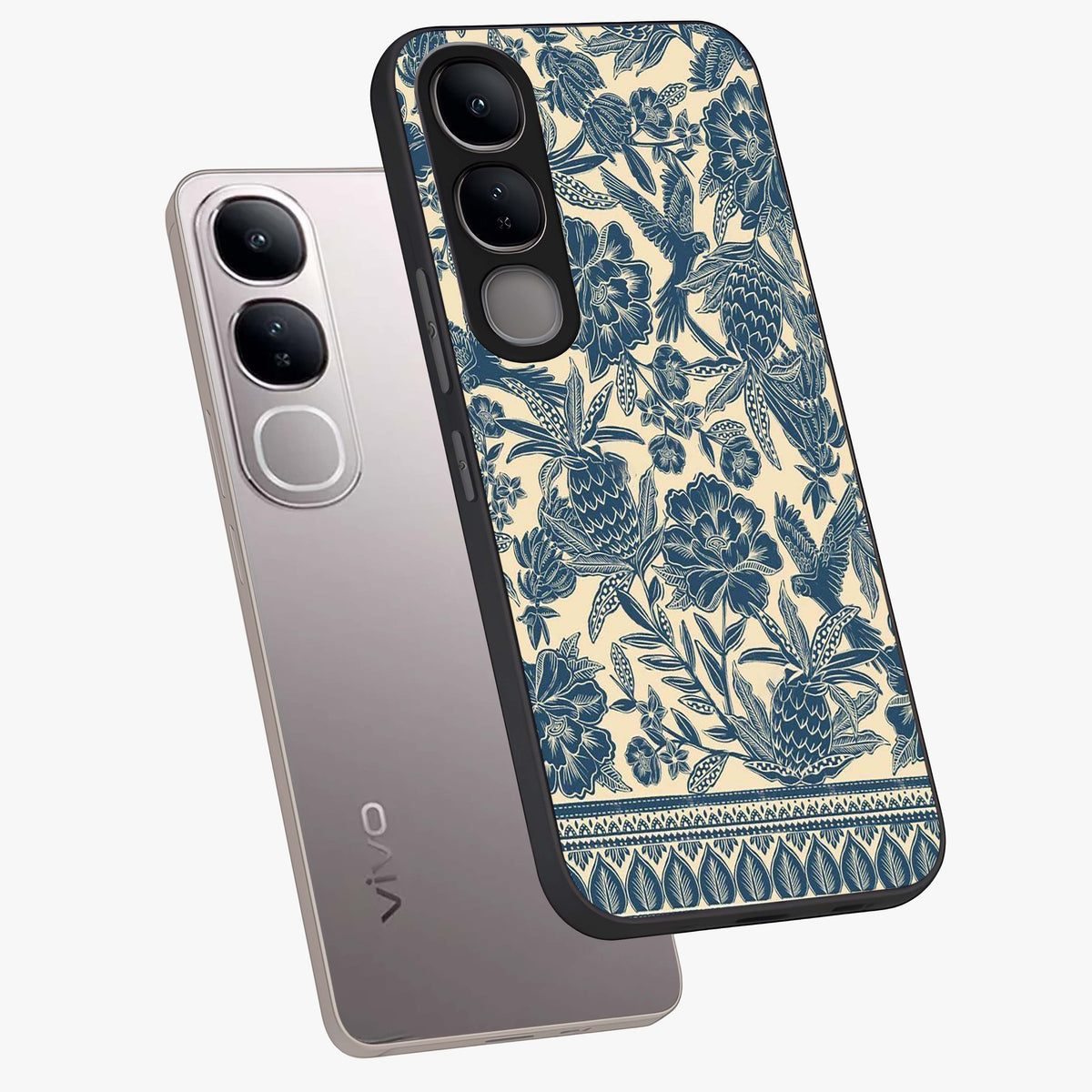 Heirloom Wild Bloom Glass Case displayed in angled mockup highlighting botanical bloom design with classic aesthetic style.