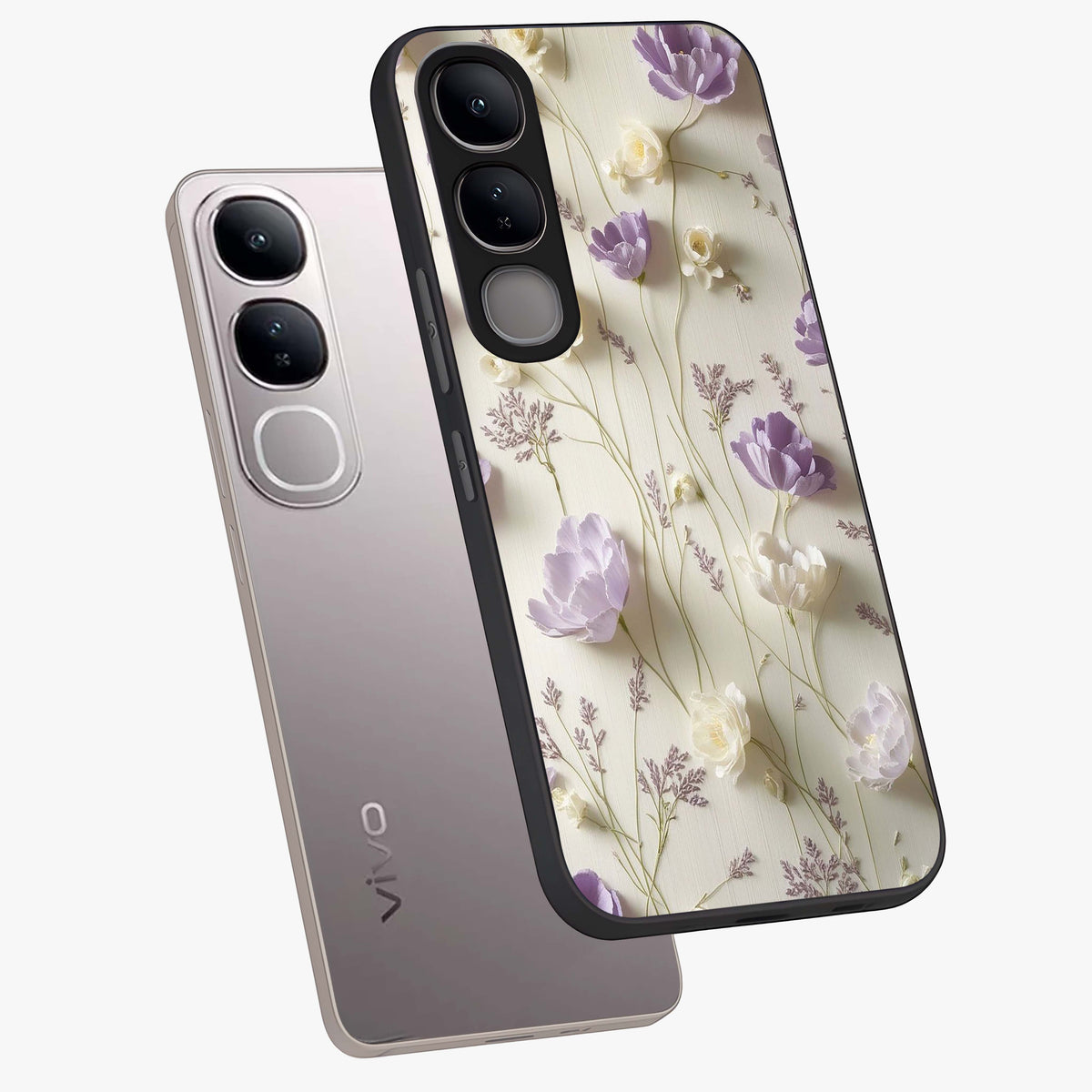 Lilac Breeze Harmony Glass Case displayed in angled mockup highlighting calm lilac breeze design with soothing aesthetic style.