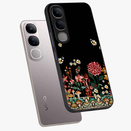 Midnight Bloom Pattern Glass Case displayed in angled mockup highlighting elegant flower design with midnight aesthetic style.
