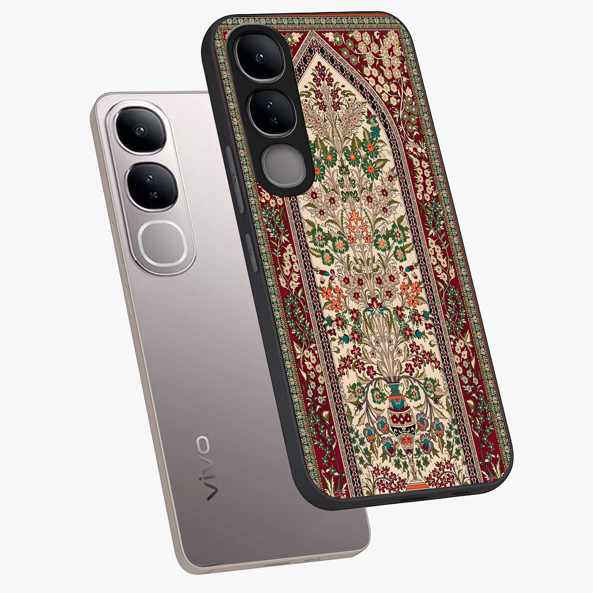 Persian Inspired Glass Case displayed in angled mockup highlighting intricate traditional design with elegant cultural aesthetic.