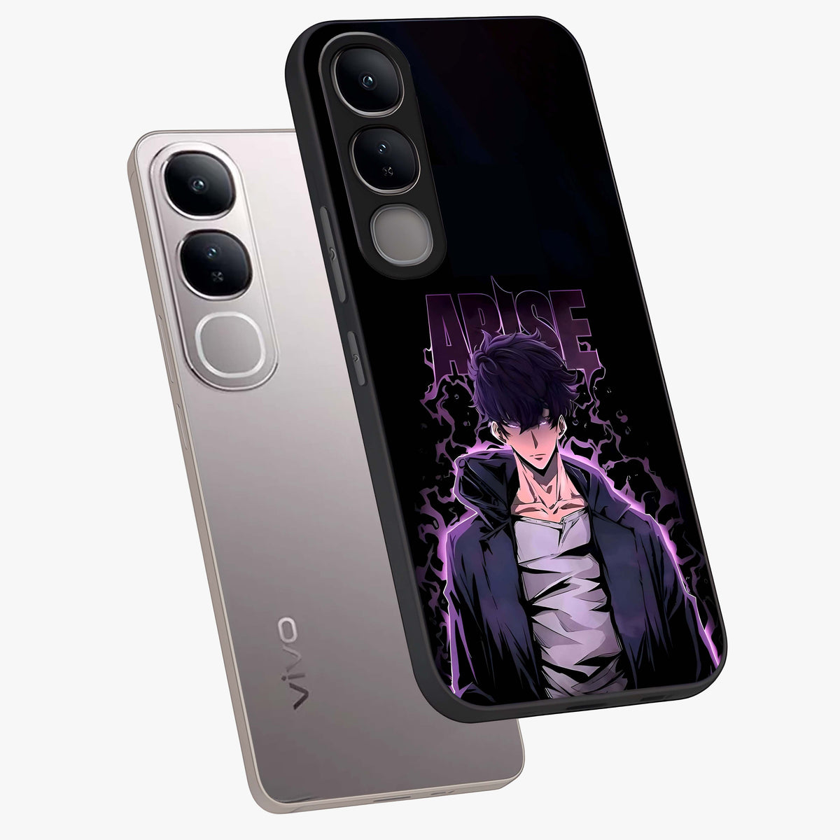 Shadow Monarch Awakening Glass Case displayed in angled mockup highlighting dramatic shadow warrior design with fantasy aesthetic.