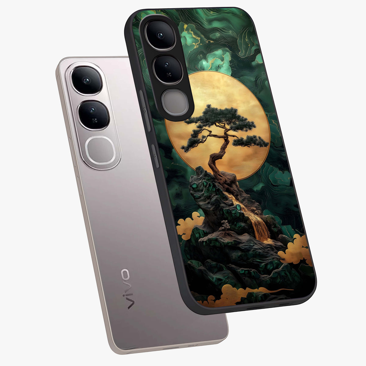Zen Moon Rise Glass Case displayed in angled mockup highlighting peaceful lunar design with zen aesthetic style.