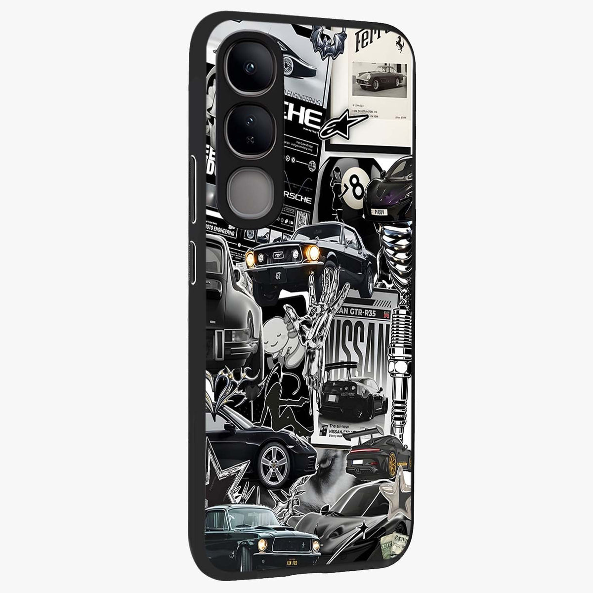 Aesthetic Dark Love Glass Case upright view showcasing dramatic romantic artwork with modern aesthetic style.