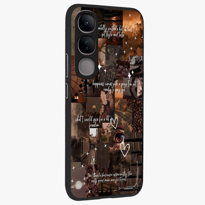 Bittersweet Aesthetic Chaos Glass Case upright view showcasing bold artistic chaos design with modern aesthetic style.