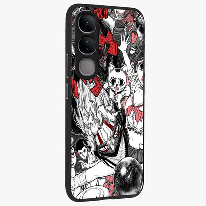 Crimson Chaos Panel Glass Case upright view showcasing intense crimson artwork with dramatic aesthetic style.