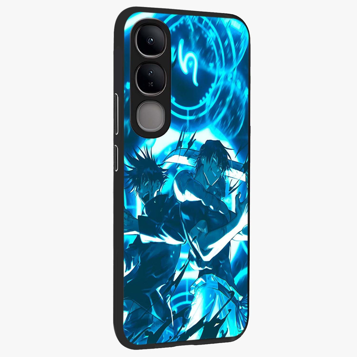 Cursed Energy Clash Glass Case upright view showcasing dramatic clash artwork with bold supernatural theme.