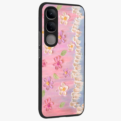 Dreamy Painted Garden Glass Case upright view showcasing vibrant floral garden artwork with artistic nature theme.