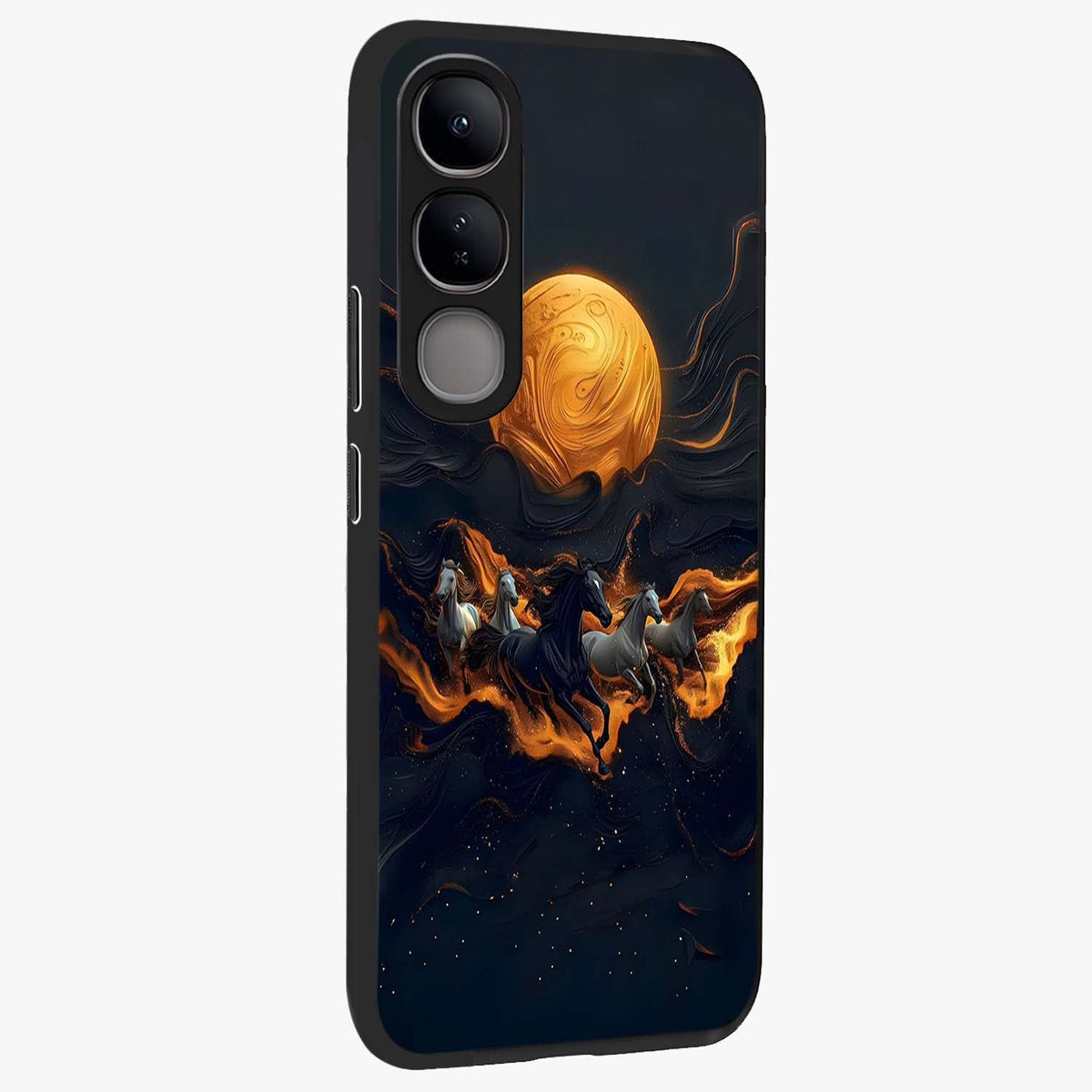 Golden Royal Heritage Glass Case upright view showcasing elegant royal artwork with classic heritage theme.