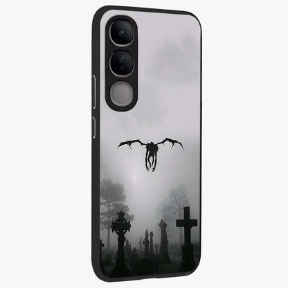 Graveyard Shadow Descent Glass Case upright view showcasing haunting graveyard artwork with dramatic dark theme.