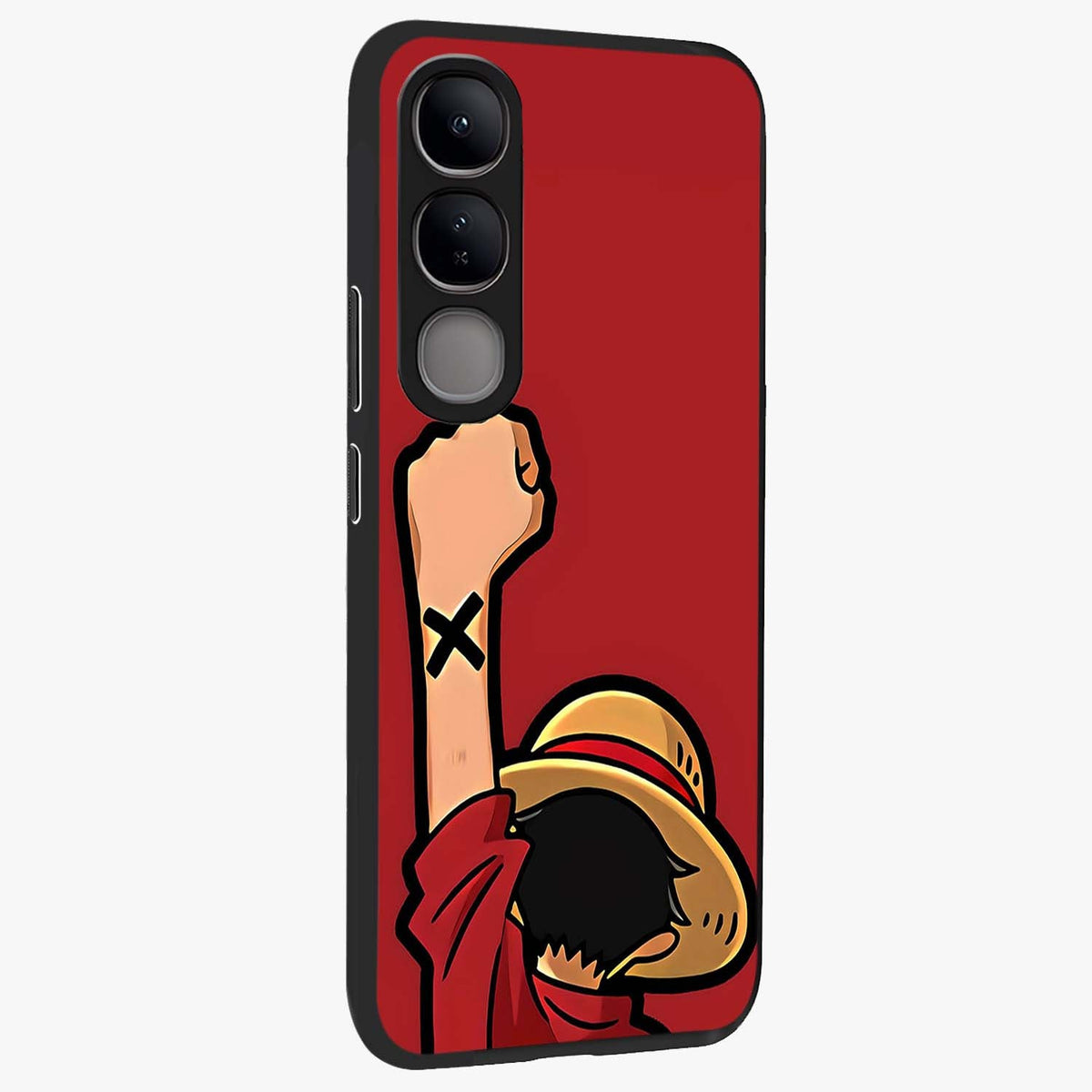 Luffy X Spirit Glass Case upright view showcasing striking anime artwork with adventurous character theme.