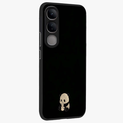 Midnight Panda Love Glass Case upright view showcasing charming panda artwork with playful romantic theme.