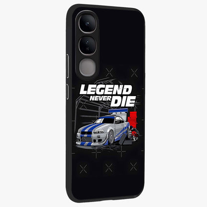 Midnight Racing Legacy Glass Case upright view showcasing powerful racing artwork with modern sports theme.