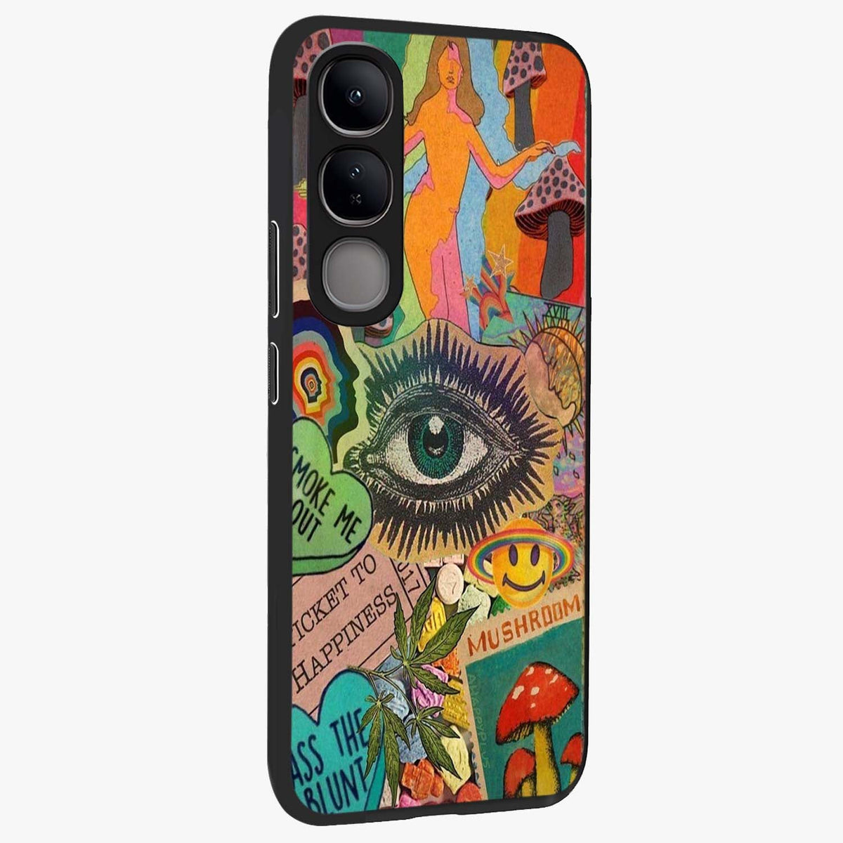 Mystic Eye Wonderland Glass Case upright view showcasing symbolic eye artwork with mysterious fantasy theme.