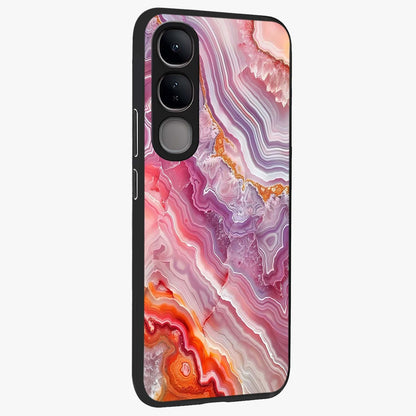 Rose Quartz Marble Glass Case upright view showcasing decorative marble artwork with luxurious pastel theme.