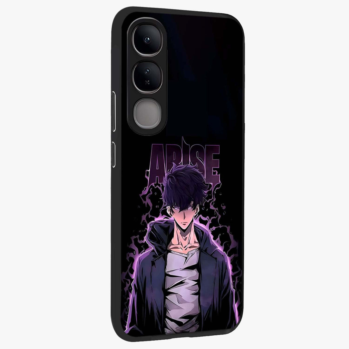 Shadow Monarch Awakening Glass Case upright view showcasing bold monarch artwork with mystical awakening theme.