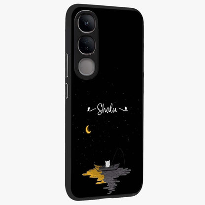 Silent Night Row Glass Case upright view showcasing tranquil night artwork with serene landscape theme.