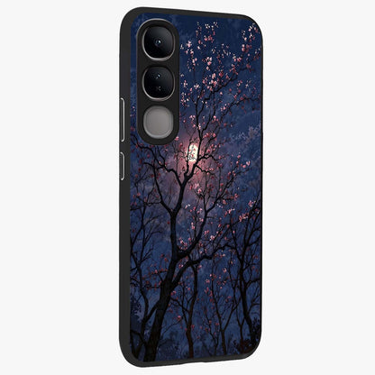 Twilight Sakura Serenade Glass Case upright view showcasing beautiful cherry blossom artwork with serene evening theme.