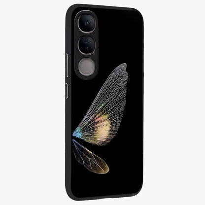 Whispers Of Wings Glass Case upright view showcasing elegant wing artwork with light airy theme.