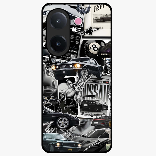 Aesthetic Dark Love Glass Case showing flat back view with dark romantic artwork and glossy glass finish.