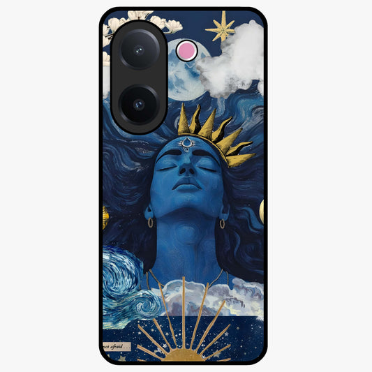 Aesthetic Lord Shiva Glass Case showing flat back view with divine Shiva artwork and glossy glass finish.