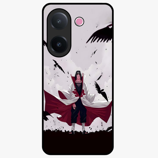 Crimson Crow Ascension Glass Case showing flat back view with mystical crow artwork and glossy glass finish.