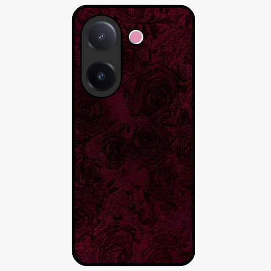 Crimson Fade Flow Glass Case showing flat back view with flowing crimson gradient artwork and glossy glass finish.